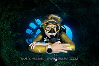 Diver In Funnel, Cayman Islands