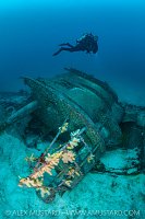 Diver Over Submarine Wreck, UK
