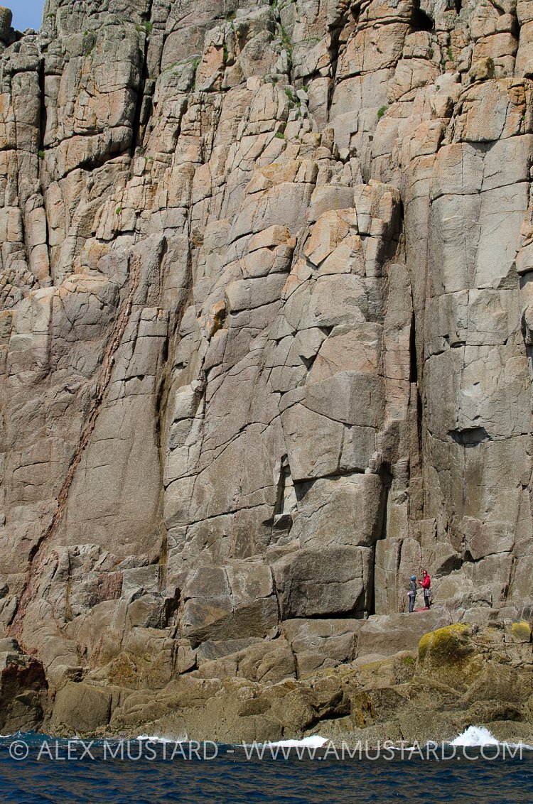 Climbers On Cliffs. Cornwall, UK.
