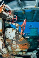 Winches and diver. USS Kittiwake, Cayman Islands.