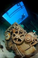Diver and lathe. Kittiwake wreck. Cayman Islands.