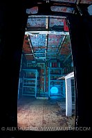 Interior of the USS Kittiwake wreck. Cayman Islands.