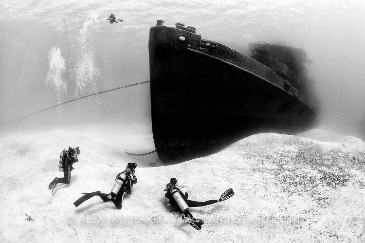 Divers On Kittiwake. Cayman Islands.