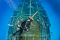 Diver On Kittiwake Wreck. Cayman Islands.