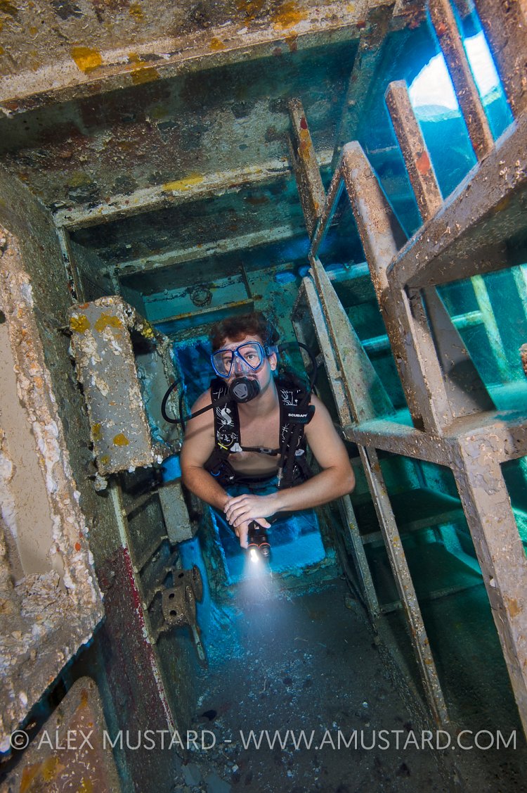 Diver In Kittiwake. Cayman Islands