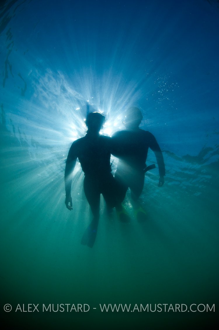 Snorkellers. Dorset, UK.