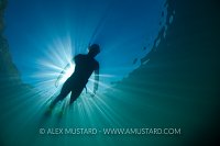 Snorkeller and Sun. Dorset. UK.