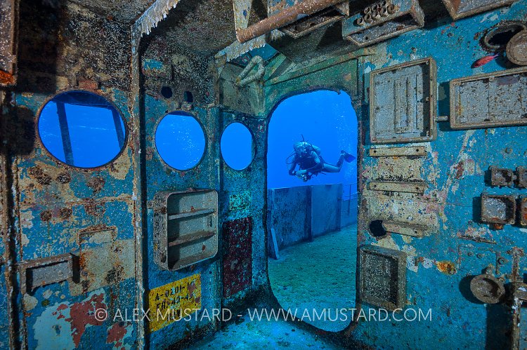 Diver On Kittiwake Wreck. Cayman Islands