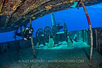 Diver Explores Wreck. Cayman Islands
