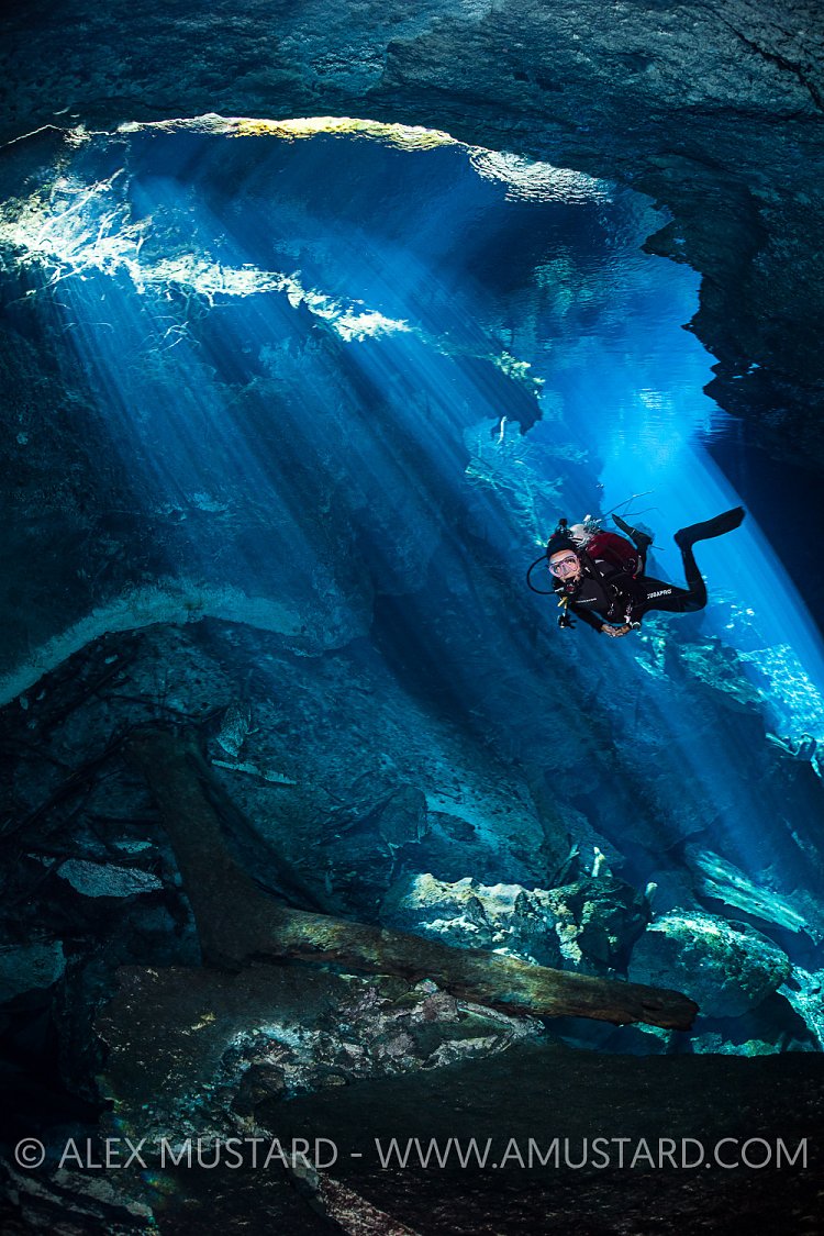 Diver In Cenote. Mexico