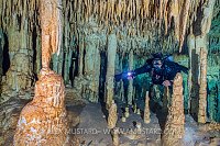 Diver In Cavern. Mexico