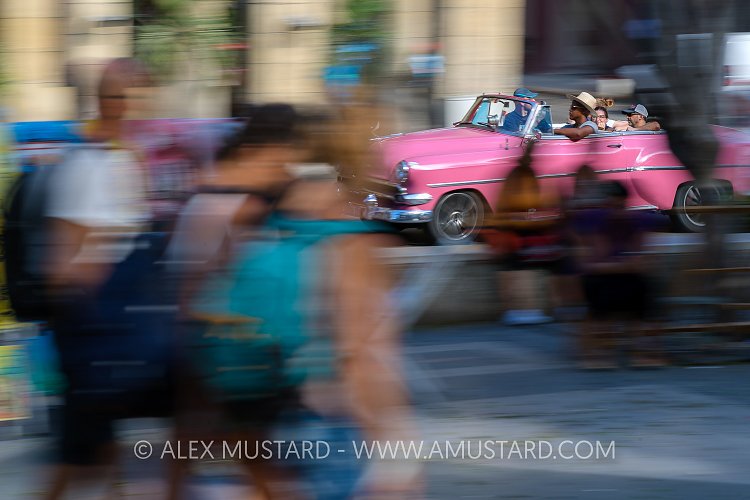 Panning Photo Of Car In Havana. Cuba