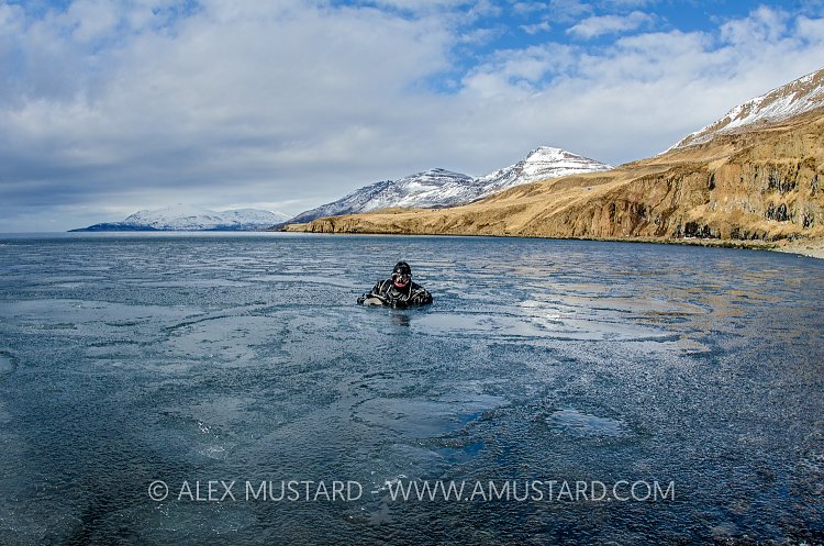Shooting In Ice. Iceland