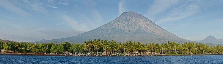 Mount Agung and Seraya Bay. Bali, Indonesia