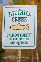 Salmon Spawning River Sign. Canada
