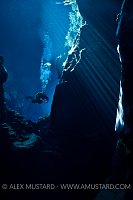 Diver in Nikulasargja Canyon. Iceland