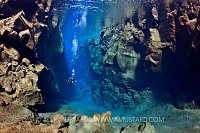 Diver in Silfra. Iceland.