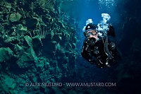 Diver in Silfra Canyon, Iceland.