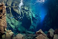 Diver In Silfra. Iceland.