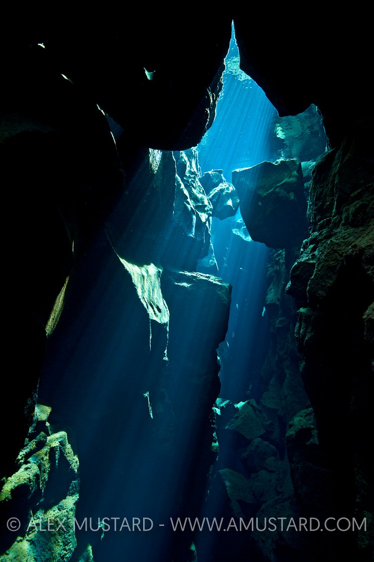 Light beams in Gisli's Canyon. Iceland