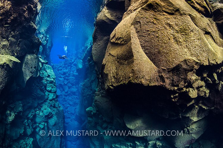 Diver In Silfra Canyon. Iceland