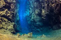 A diver in Silfra Canyon. Iceland