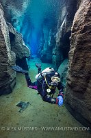 Diver In Nesgja Canyon. Iceland