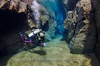 Diver In Nesgja Canyon. Iceland