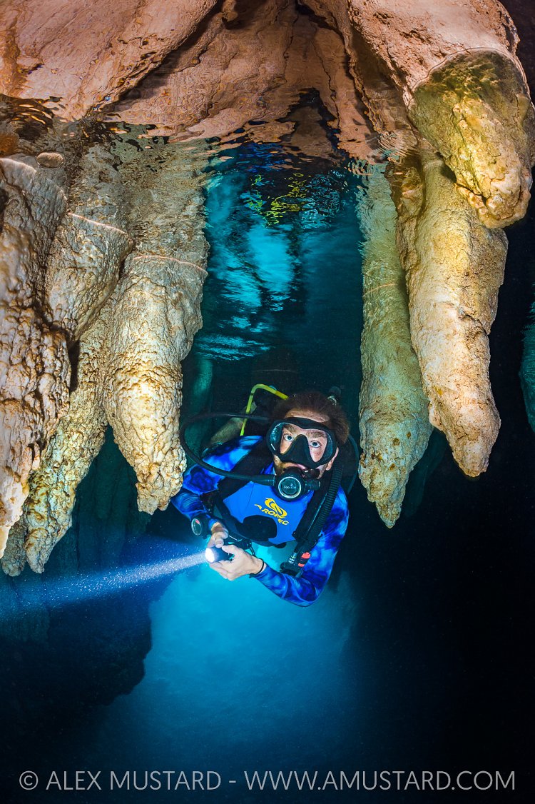 Diver In Cavern, Palau