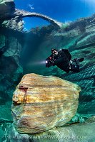 Diver In River Verzasca, Switzerland