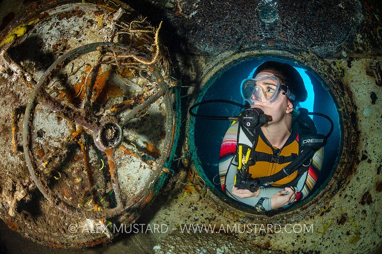 Diver In Chamber. Cayman Islands