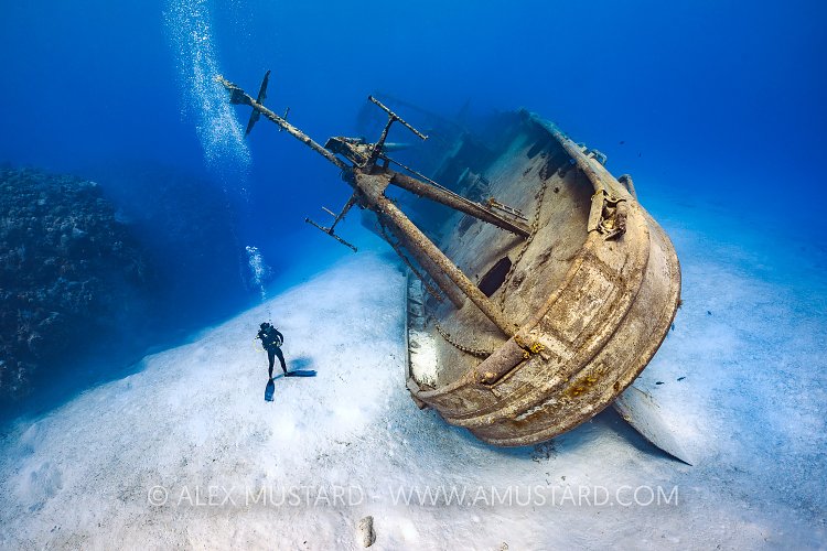 Kittiwake Wreck and Diver. Cayman Islands