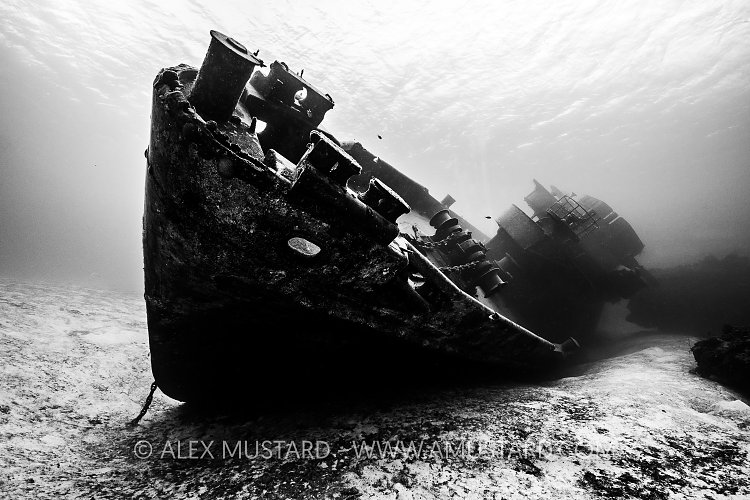 Kittiwake Wreck In Black And White. Cayman Islands