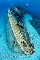 Diver On Kittiwake Bow. Cayman Islands