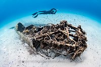 Freediver WIth Plane Wreck, Italy