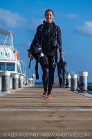 Diver On Dock, Cayman Islands