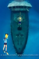 Snorkellers On Scooters On Kittiwake. Cayman Islands