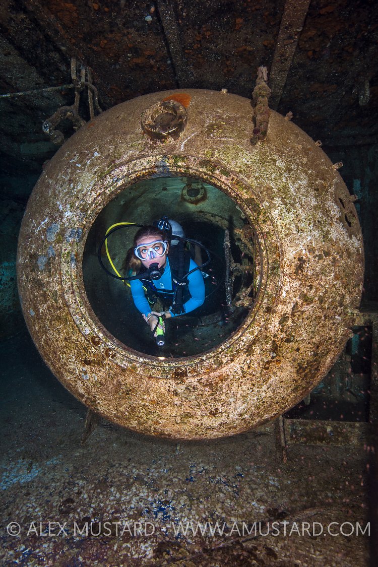 Diver In Chamber. Cayman Islands
