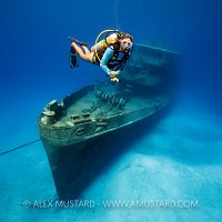 Diver On Kittiwake. Cayman Islands