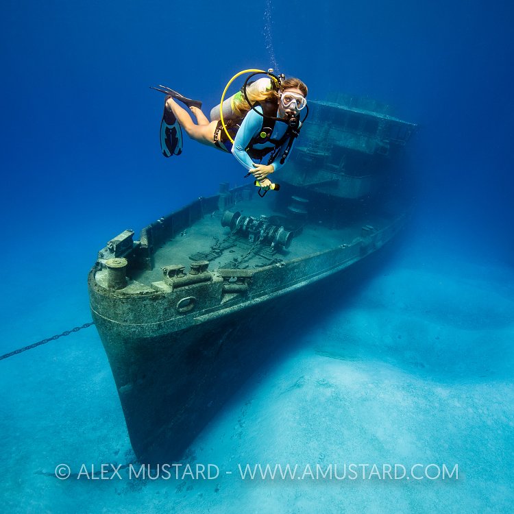 Diver On Kittiwake. Cayman Islands