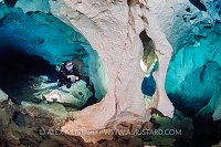 Diver In Ghost Cave, Sardinia, Italy.