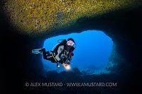 Diver In Nereo's Cave. Sardinia, Italy