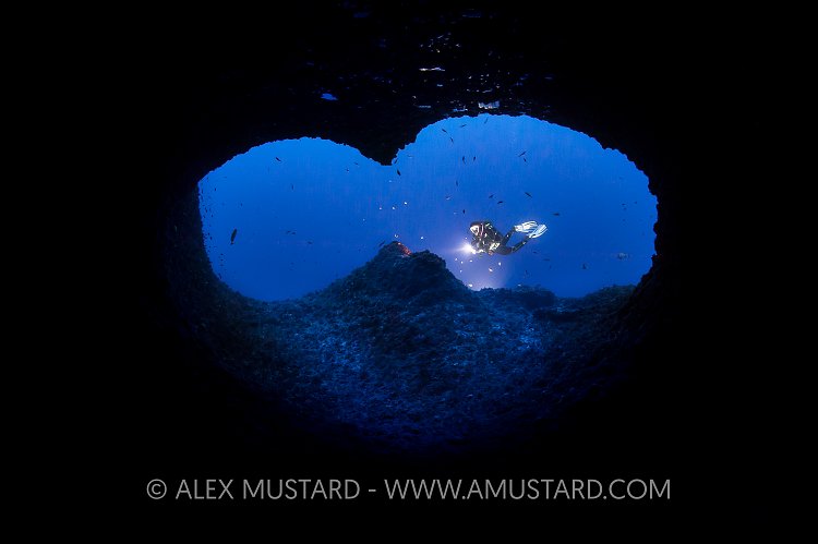 Diver And The Heart. Sardinia, Italy