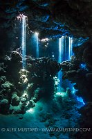 Light Beams In Cavern. Egypt
