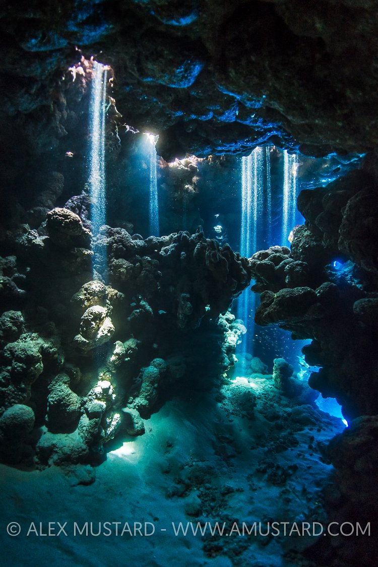 Light Beams In Cavern. Egypt