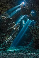 Light Beams In Cavern. Egypt