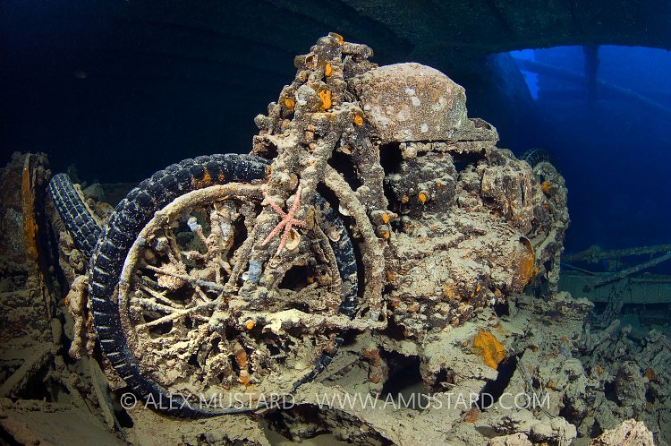 Motorbike on the wreck of the HMS Thistlegorm. Egypt